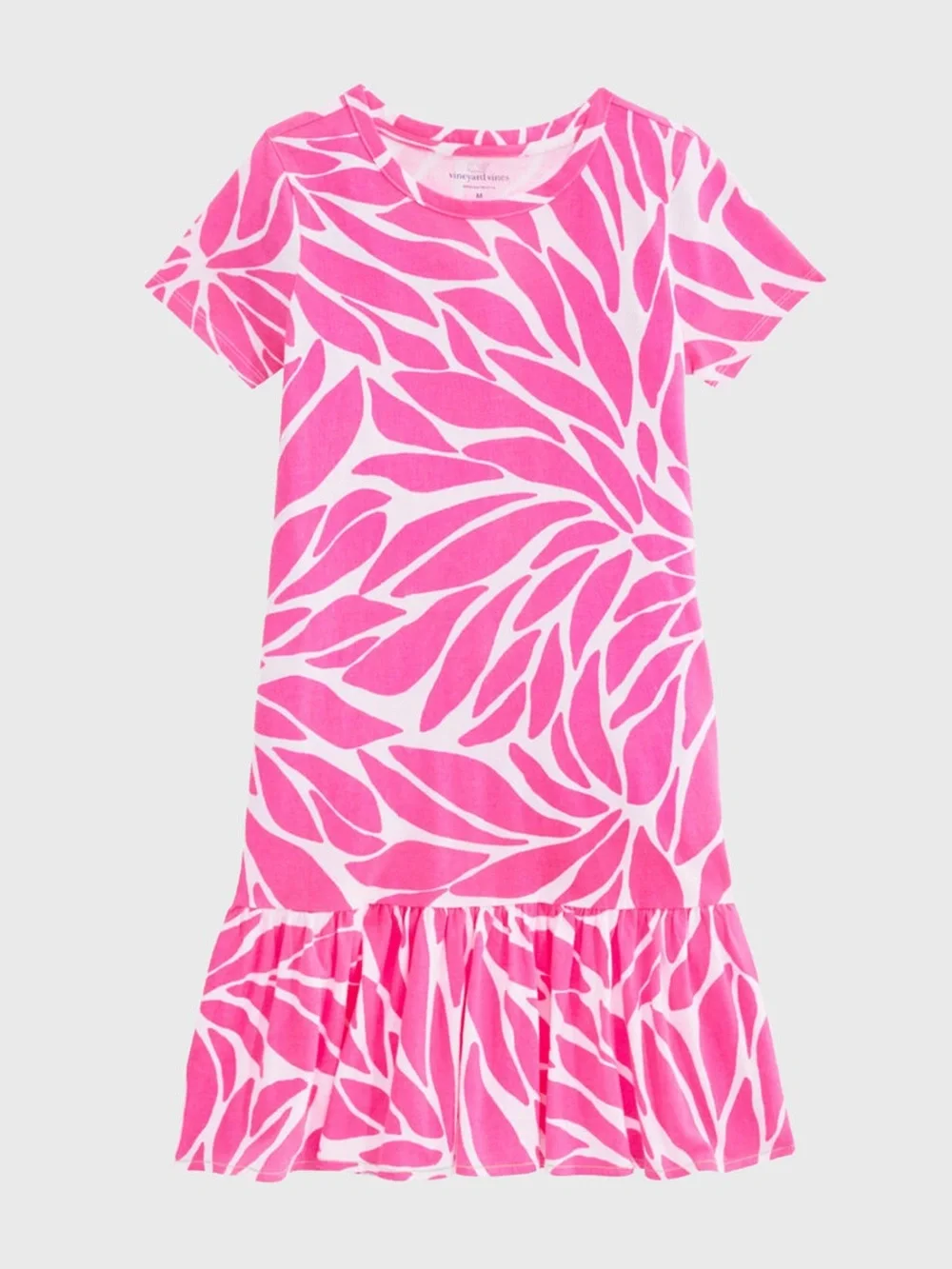 Vineyard Vines girls Pink Floral Print Ruffle Hem Dress